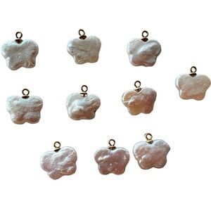 Butterfly shape like charm- Natural fresh pear charm with 18k gold plate